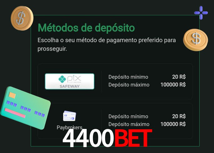 O cassino 4400BETbet oferece uma grande variedade de métodos de pagamento